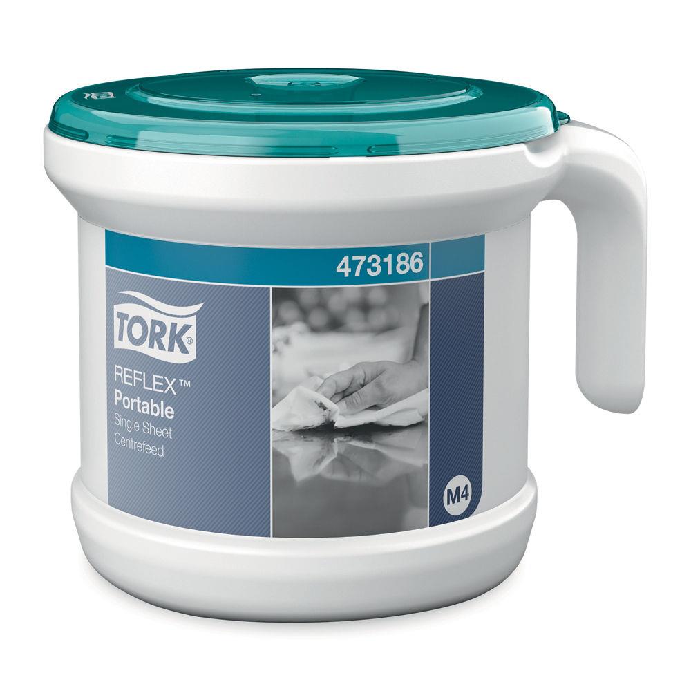 Distributeur portable de papier d'essuyage Reflex Tork  - 473186 - dvidage central feuille  feuille - pour bobine M4