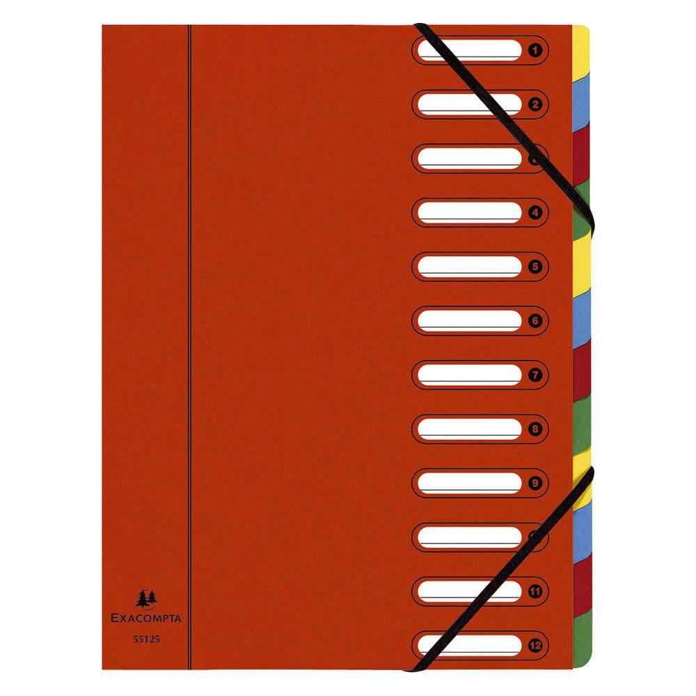 Trieur Exacompta Harmonika Nature Future avec dos extensible  soufflet et fentres prdcoupes 600 feuilles A4 12 compartiments 24 x 32 cm - carton rouge