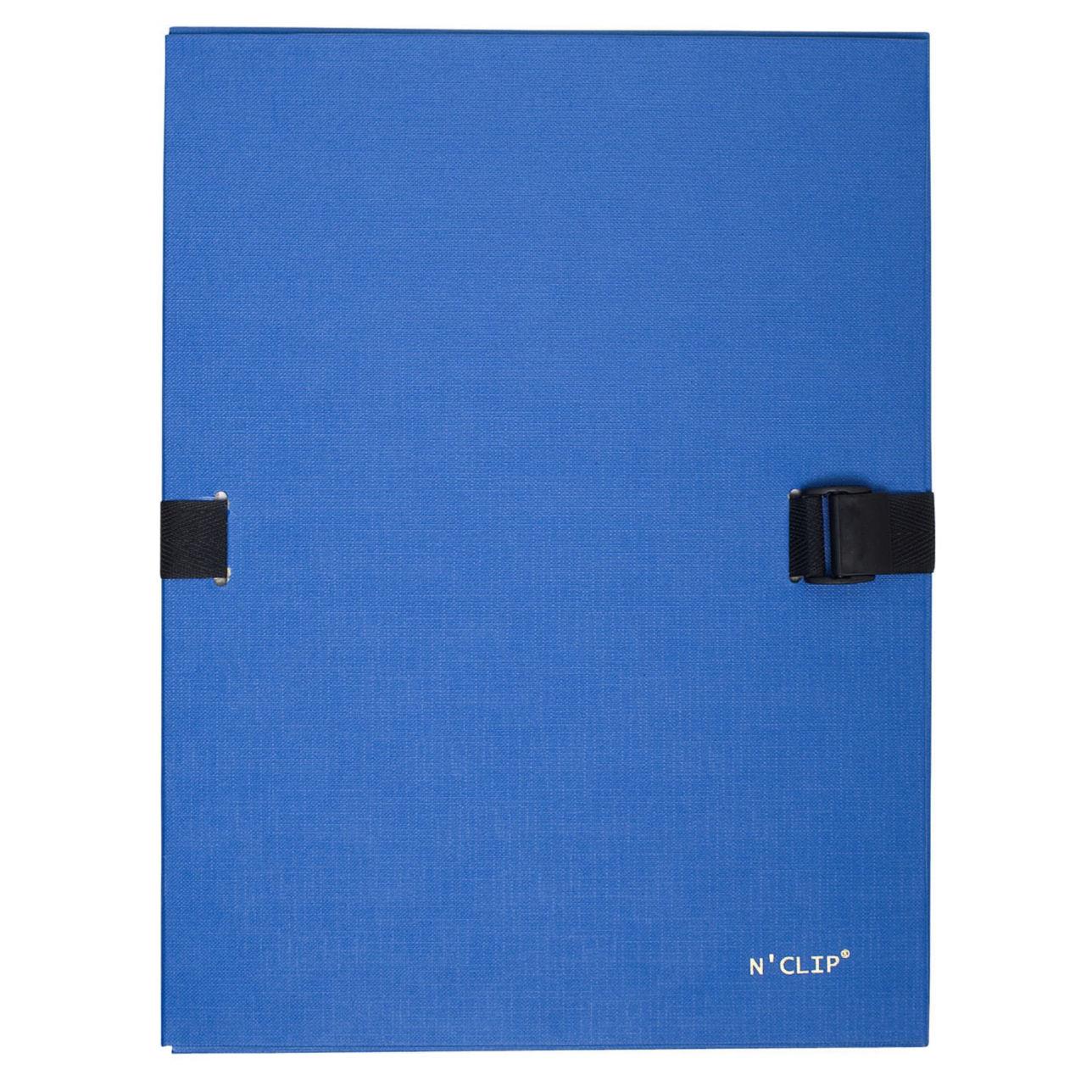 Chemise extensible 51215 de Claircell - dos 10 cm - recouverte de papier grain vernis - coloris bleu