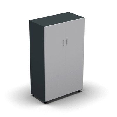 Armoire moyenne mlamin - 2 portes pleines - 3 tablettes - 80 x 133 cm - portes gris clair - top et faades anthracite
