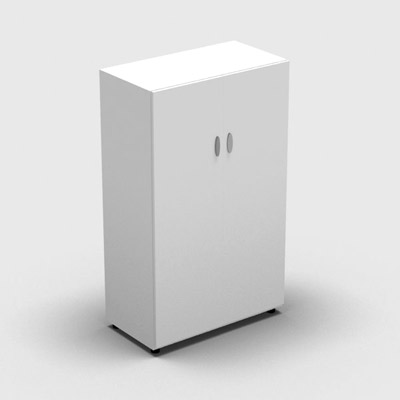 Armoire moyenne mlamin - 2 portes pleines - 3 tablettes - 80 x 133 cm - portes blanc neige - top et faades blanc neige
