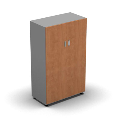Armoire moyenne mlamin - 2 portes pleines - 3 tablettes - 80 x 133 cm - portes pommier de France - top et faades aluminium