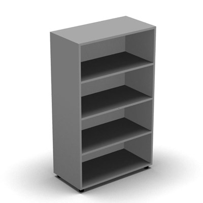 Armoire mlamine H. 133,3 x L. 80 x P. 40,7 cm sans porte - corps gris aluminium - quipe de 3 tablettes
