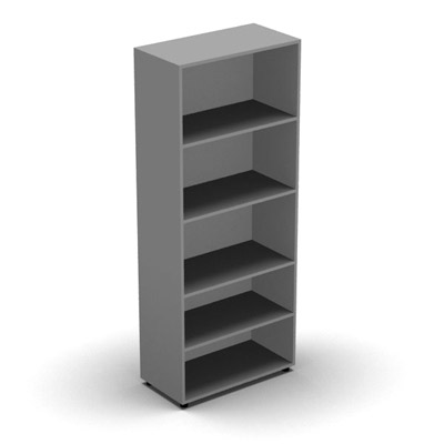 Armoire mlamine H. 197,3 x L. 80 x P. 40,7 cm sans porte - corps gris aluminium - quipe de 4 tablettes