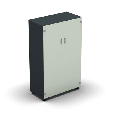 Armoire mlamine H. 133,3 x L. 80 x P. 42,6 cm 2 portes - corps gris anthracite - portes verre maill blanc - quipe de 3 tablettes
