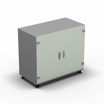 Armoire mlamine H. 71 x L. 80 x P. 42,6 cm 2 portes - corps gris aluminium - portes verre maill blanc - quipe d'1 tablette