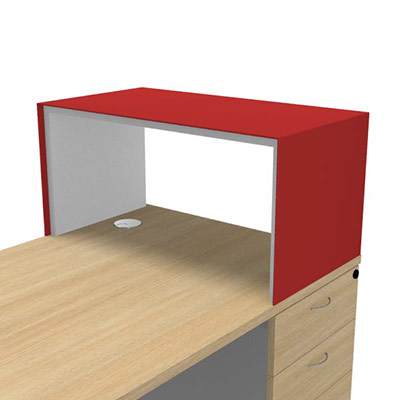 Box ouverte L. 80 x P. 43,2 x H. 40 cm habillage mtal finition rouge