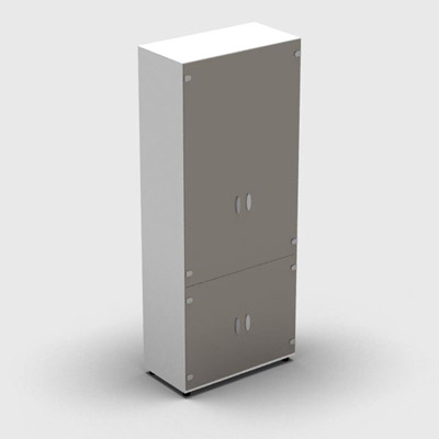 Armoire mlamine H. 197,3 x L. 80 x P. 42,6 cm 4 portes - corps blanc neige - portes verre maill gris - quipe de 4 tablettes