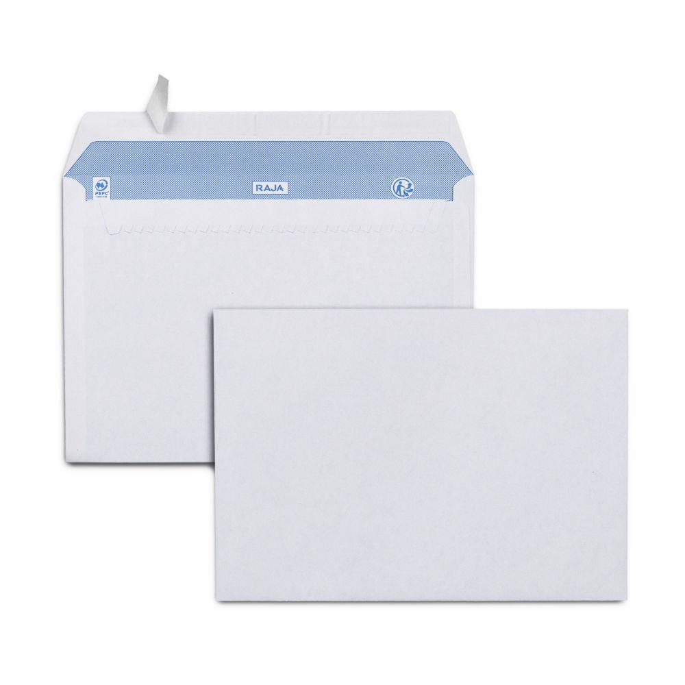 Enveloppe Premium Raja - format C5 162 x 229 mm - sans fentre - fermeture auto-adhsive - papier vlin 90g - blanche