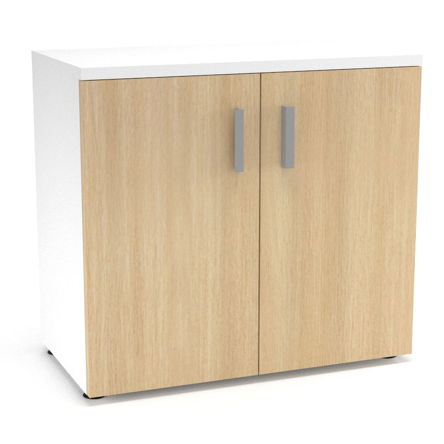 Armoire mlamine Armand 1 tablette H. 73,5 x L. 80 x P. 43,2 cm corps et top finition mlamine blanc neige avec 2 portes soft-closing mlamine chne clair