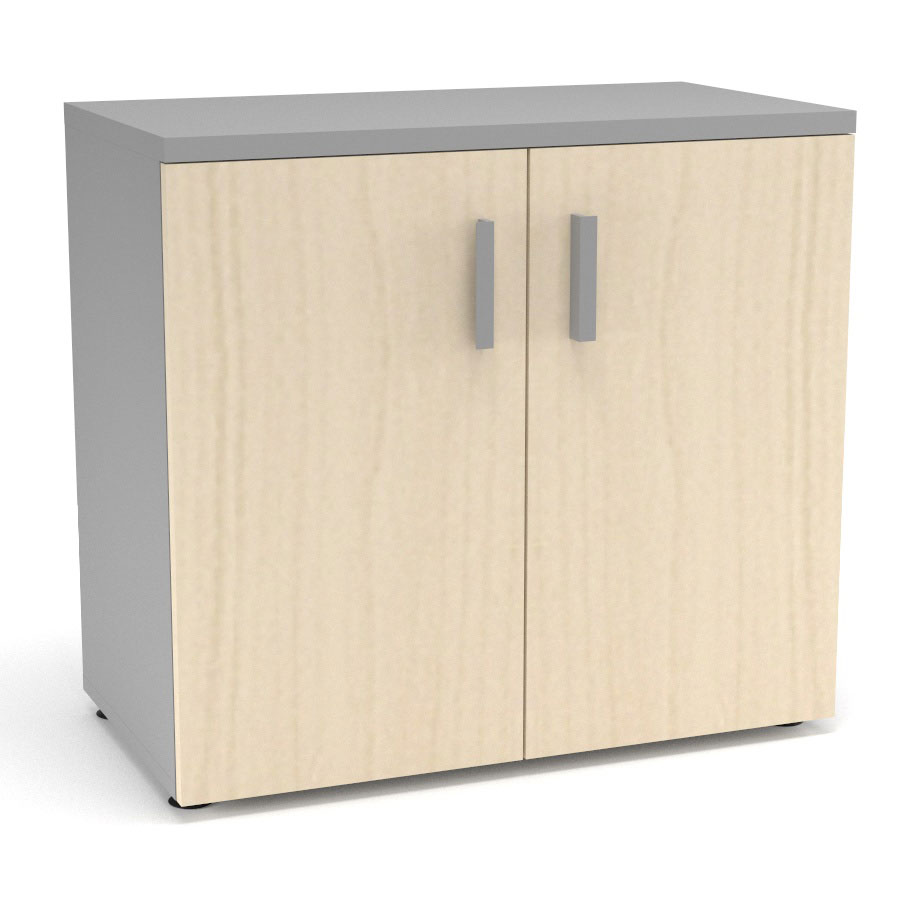 Armoire mlamine Armand 1 tablette H. 73,5 x L. 80 x P. 43,2 cm corps et top finition mlamine gris aluminium avec 2 portes soft-closing mlamine rable blanc