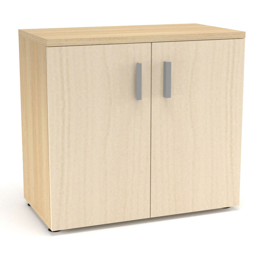 Armoire mlamine Armand 1 tablette H. 73,5 x L. 80 x P. 43,2 cm corps et top finition mlamine chne clair avec 2 portes soft-closing mlamine rable blanc