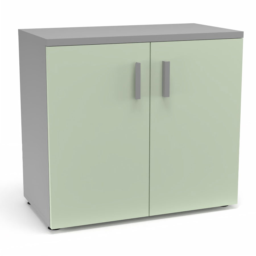 Armoire mlamine Armand 1 tablette H. 73,5 x L. 80 x P. 43,2 cm corps et top finition mlamine gris aluminium avec 2 portes verre maill blanc