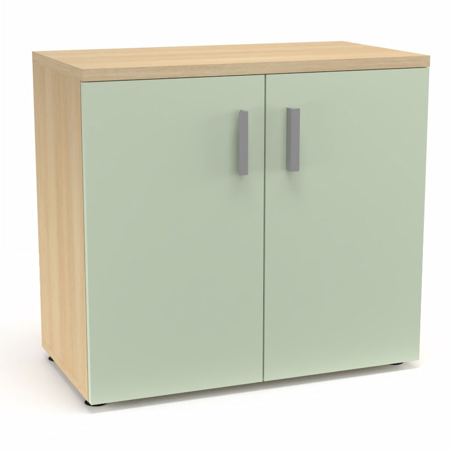 Armoire mlamine Armand 1 tablette H. 73,5 x L. 80 x P. 43,2 cm corps et top finition mlamine chne clair avec 2 portes verre maill blanc