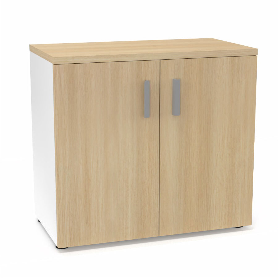 Armoire mlamine Armand 1 tablette H. 73,5 x L. 80 x P. 43,2 cm corps d'armoire finition mlamine blanc neige avec 2 portes soft-closing et top mlamine chne clair