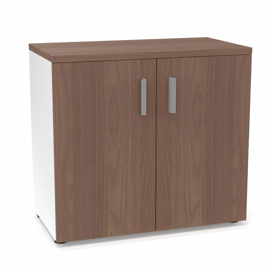 Armoire mlamine Armand 1 tablette H. 73,5 x L. 80 x P. 43,2 cm corps d'armoire finition mlamine blanc neige avec 2 portes soft-closing et top mlamine noyer ambr