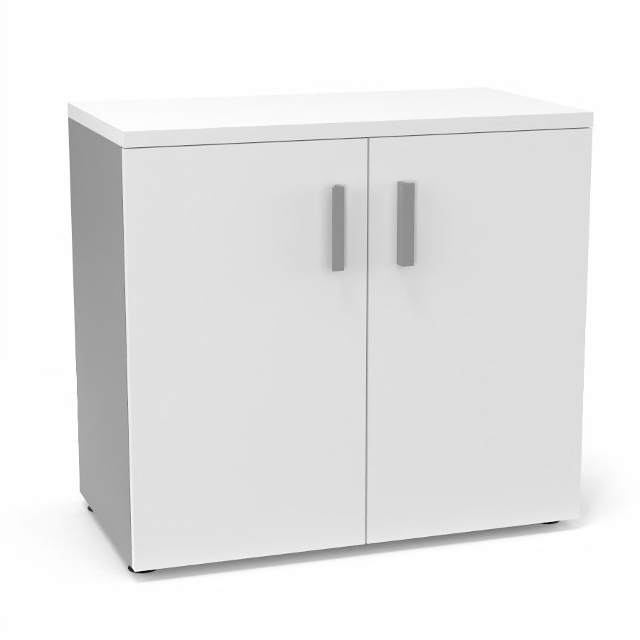 Armoire mlamine Armand 1 tablette H. 73,5 x L. 80 x P. 43,2 cm corps d'armoire finition mlamine gris aluminium avec 2 portes soft-closing et top mlamine blanc neige