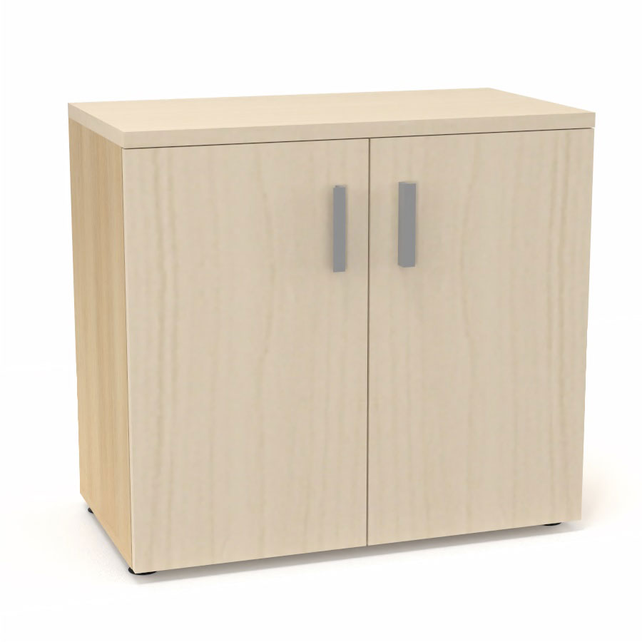 Armoire mlamine Armand 1 tablette H. 73,5 x L. 80 x P. 43,2 cm corps d'armoire finition mlamine chne clair avec 2 portes soft-closing et top mlamine rable blanc