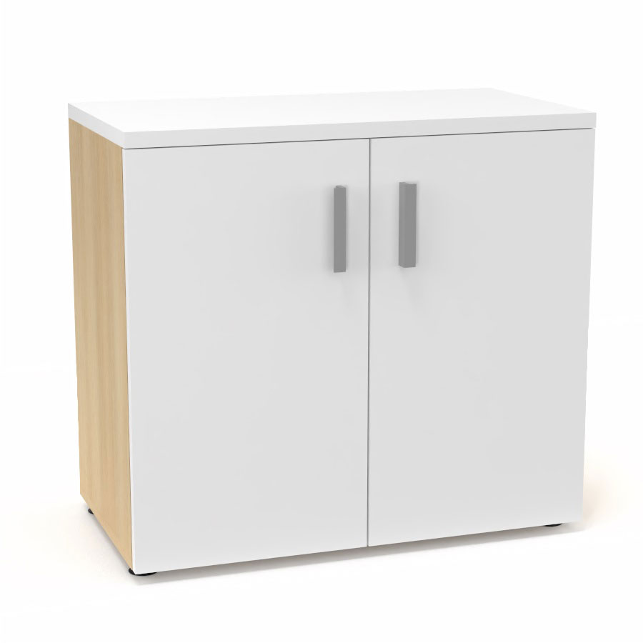 Armoire mlamine Armand 1 tablette H. 73,5 x L. 80 x P. 43,2 cm corps d'armoire finition mlamine chne clair avec 2 portes soft-closing et top mlamine blanc neige