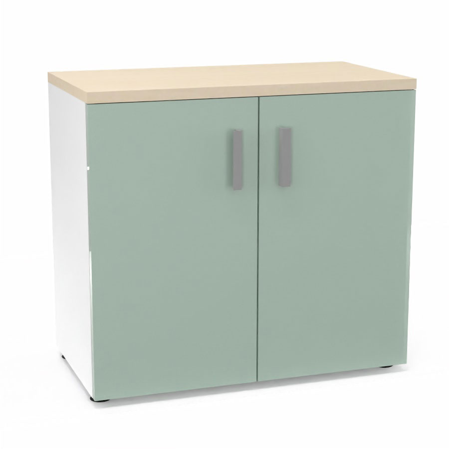 Armoire mlamine Armand 1 tablette H. 73,5 x L. 80 x P. 43,2 cm corps d'armoire finition mlamine blanc neige avec 2 portes verre maill blanc et top structurel mlamine rable blanc