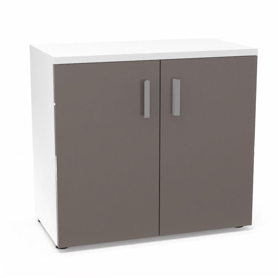 Armoire mlamine Armand 1 tablette H. 73,5 x L. 80 x P. 43,2 cm corps d'armoire finition mlamine blanc neige avec 2 portes verre maill gris souris et top structurel mlamine blanc neige