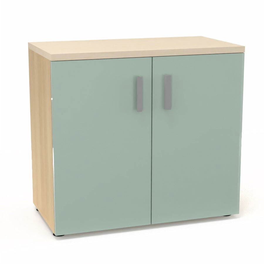 Armoire mlamine Armand 1 tablette H. 73,5 x L. 80 x P. 43,2 cm corps d'armoire finition mlamine chne clair avec 2 portes verre maill blanc et top structurel mlamine rable blanc