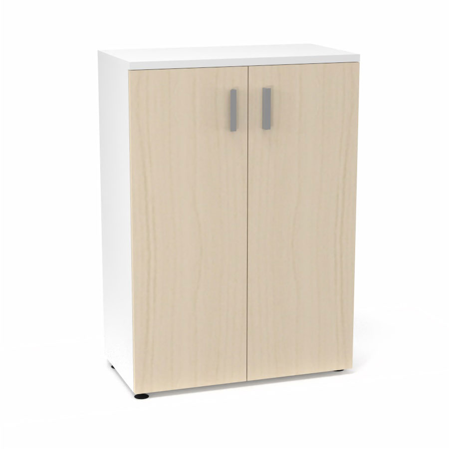 Armoire mlamine Armand 2 tablettes H. 113,5 x L. 80 x P. 43,2 cm corps et top finition mlamine blanc neige avec 2 portes soft-closing mlamine rable blanc