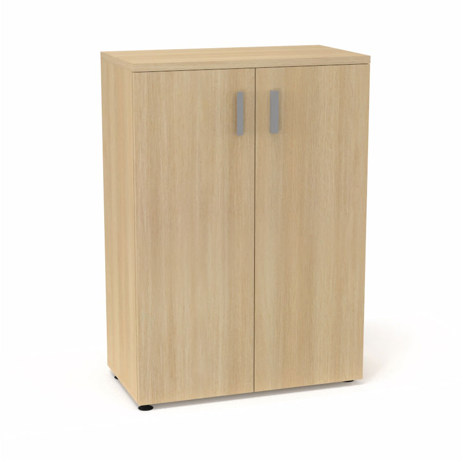 Armoire mlamine Armand 2 tablettes H. 113,5 x L. 80 x P. 43,2 cm corps et top finition mlamine chne clair avec 2 portes soft-closing mlamine chne clair