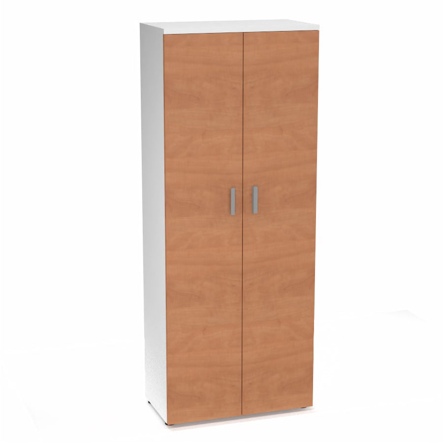 Armoire mlamine Armand 4 tablettes H. 202,1 x L. 80 x P. 43,2 cm corps et top finition mlamine blanc neige avec 2 portes soft-closing mlamine pommier de France