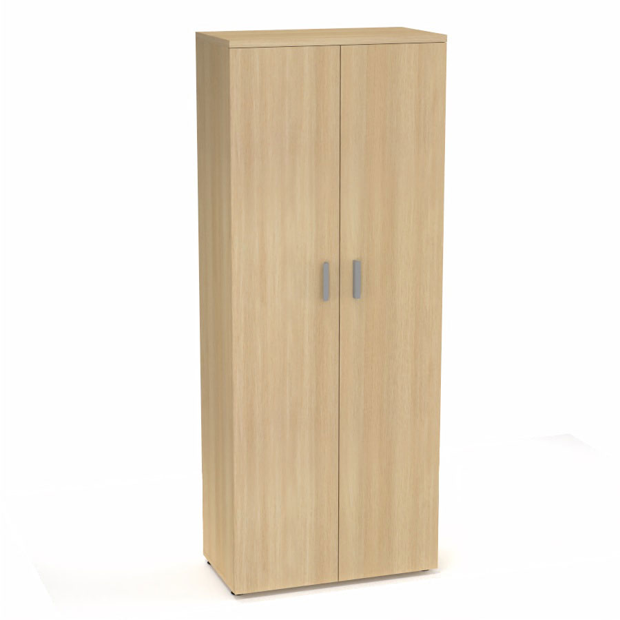 Armoire mlamine Armand 4 tablettes H. 202,1 x L. 80 x P. 43,2 cm corps et top finition mlamine chne clair avec 2 portes soft-closing mlamine chne clair