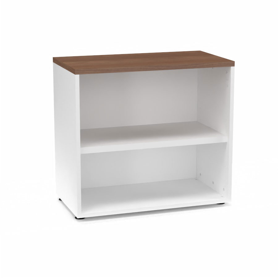 Armoire mlamine Armand 1 tablette H. 73,5 x L. 80 x P. 43,2 cm sans portes finition mlamine blanc neige avec top structurel mlamine noyer ambr