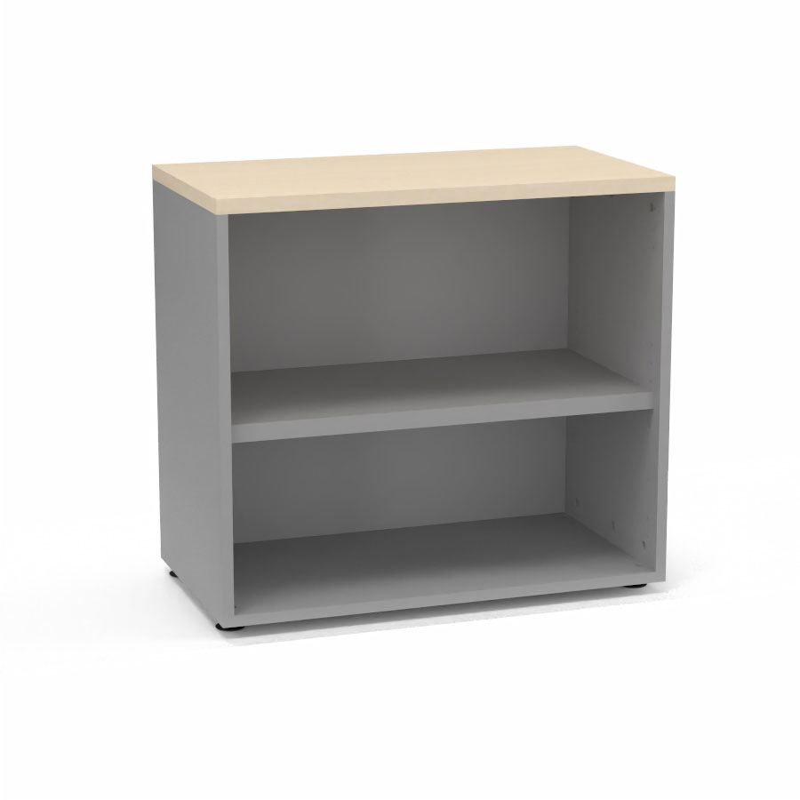 Armoire mlamine Armand 1 tablette H. 73,5 x L. 80 x P. 43,2 cm sans portes finition mlamine gris aluminium avec top structurel mlamine blanc neige