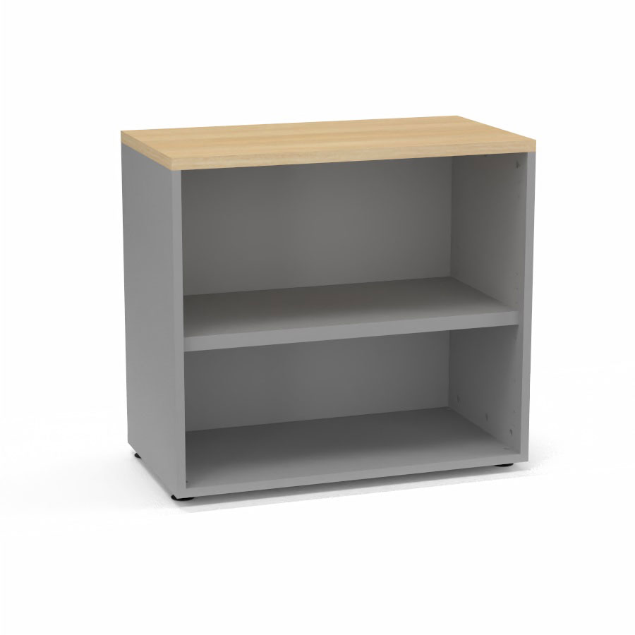 Armoire mlamine Armand 1 tablette H. 73,5 x L. 80 x P. 43,2 cm sans portes finition mlamine gris aluminium avec top structurel mlamine chne clair