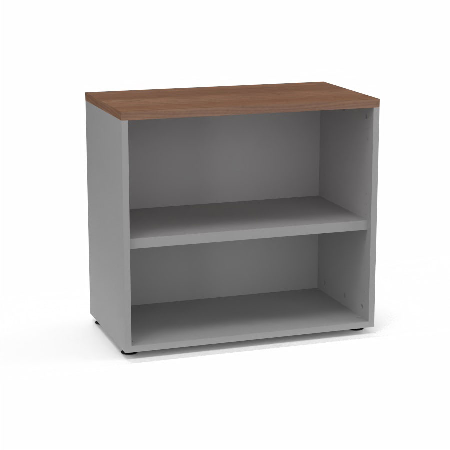 Armoire mlamine Armand 1 tablette H. 73,5 x L. 80 x P. 43,2 cm sans portes finition mlamine gris aluminium avec top structurel mlamine noyer ambr