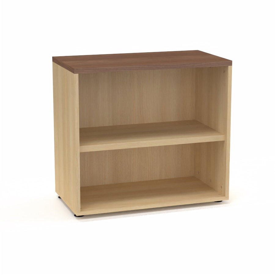Armoire mlamine Armand 1 tablette H. 73,5 x L. 80 x P. 43,2 cm sans portes finition mlamine chne clair avec top structurel mlamine noyer ambr