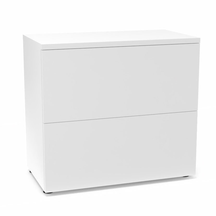 Classeur 2 tiroirs Armand H. 73,5 x L. 80 x P. 43,2 cm corps et top finition mlamine blanc neige avec 2 tiroirs pour dossiers suspendus mlamine blanc neige