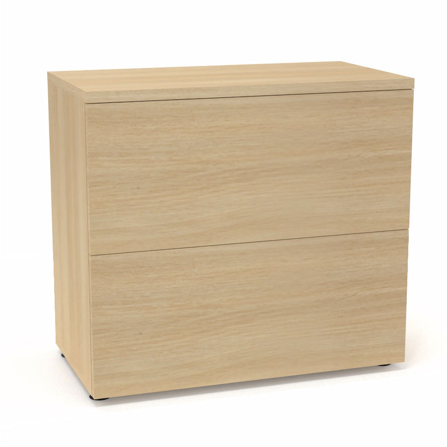 Classeur 2 tiroirs Armand H. 73,5 x L. 80 x P. 43,2 cm corps et top finition mlamine chne clair avec 2 tiroirs pour dossiers suspendus mlamine chne clair