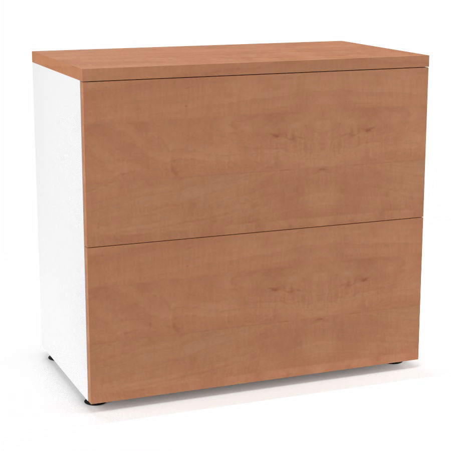 Classeur 2 tiroirs Armand H. 73,5 x L. 80 x P. 43,2 cm corps finition mlamine blanc neige avec 2 tiroirs pour dossiers suspendus et top mlamine pommier de France