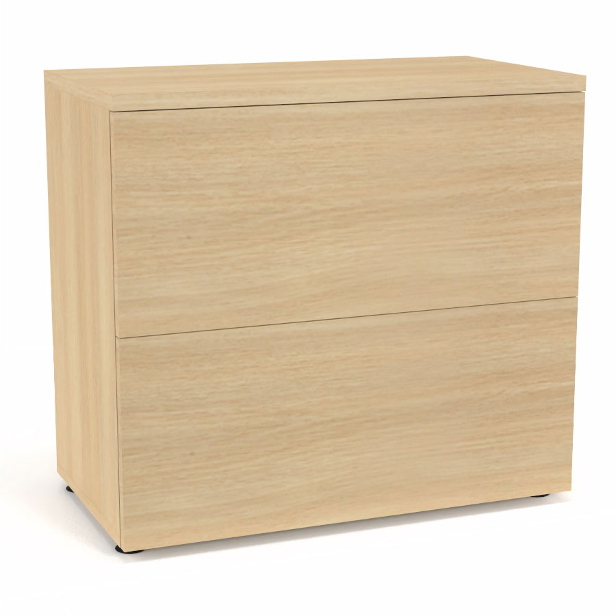 Classeur 2 tiroirs Armand H. 73,5 x L. 80 x P. 43,2 cm corps finition mlamine chne clair avec 2 tiroirs pour dossiers suspendus et top mlamine chne clair