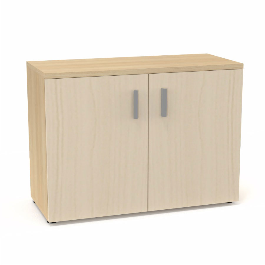 Armoire m�lamine Armand 1 tablette H. 73,5 x L. 100 x P. 43,2 cm corps et top finition m�lamine ch�ne clair avec 2 portes soft-closing m�lamine �rable blanc