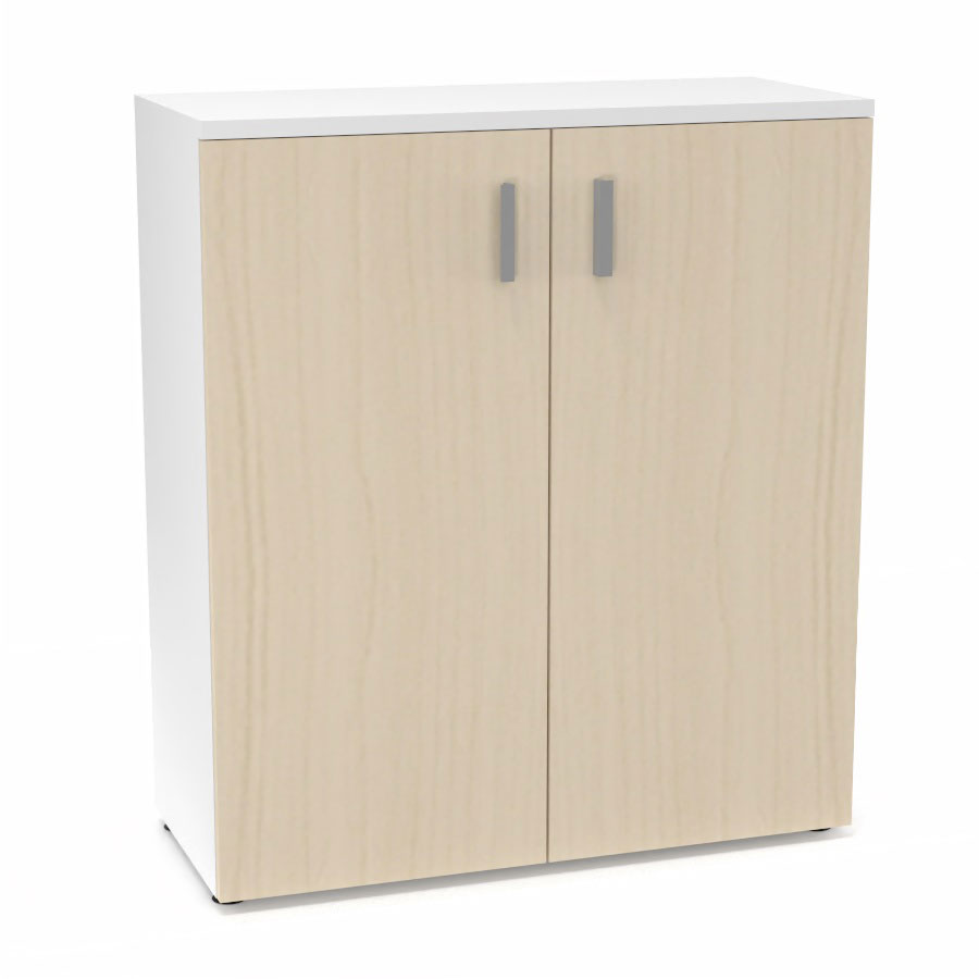 Armoire m�lamine Armand 2 tablettes H. 113,5 x L. 100 x P. 43,2 cm corps et top finition m�lamine blanc neige avec 2 portes soft-closing m�lamine �rable blanc