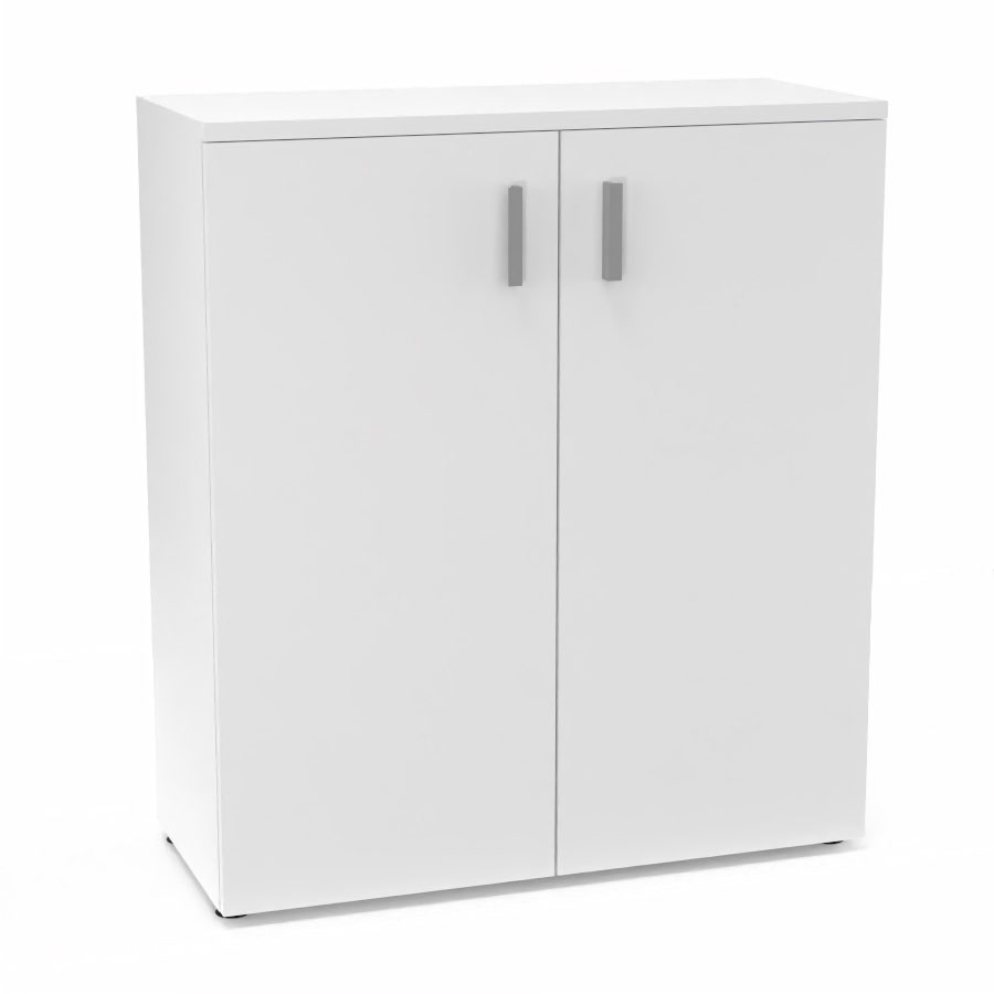 Armoire m�lamine Armand 2 tablettes H. 113,5 x L. 100 x P. 43,2 cm corps et top finition m�lamine blanc neige avec 2 portes soft-closing m�lamine blanc neige