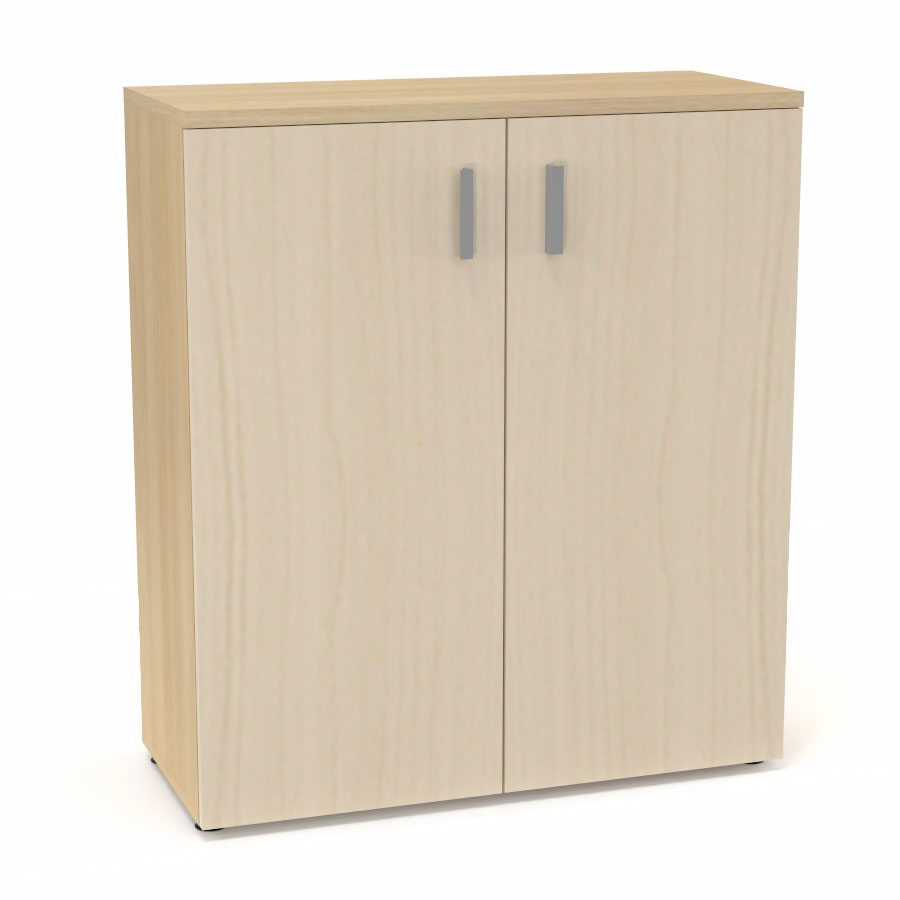 Armoire m�lamine Armand 2 tablettes H. 113,5 x L. 100 x P. 43,2 cm corps et top finition m�lamine ch�ne clair avec 2 portes soft-closing m�lamine �rable blanc