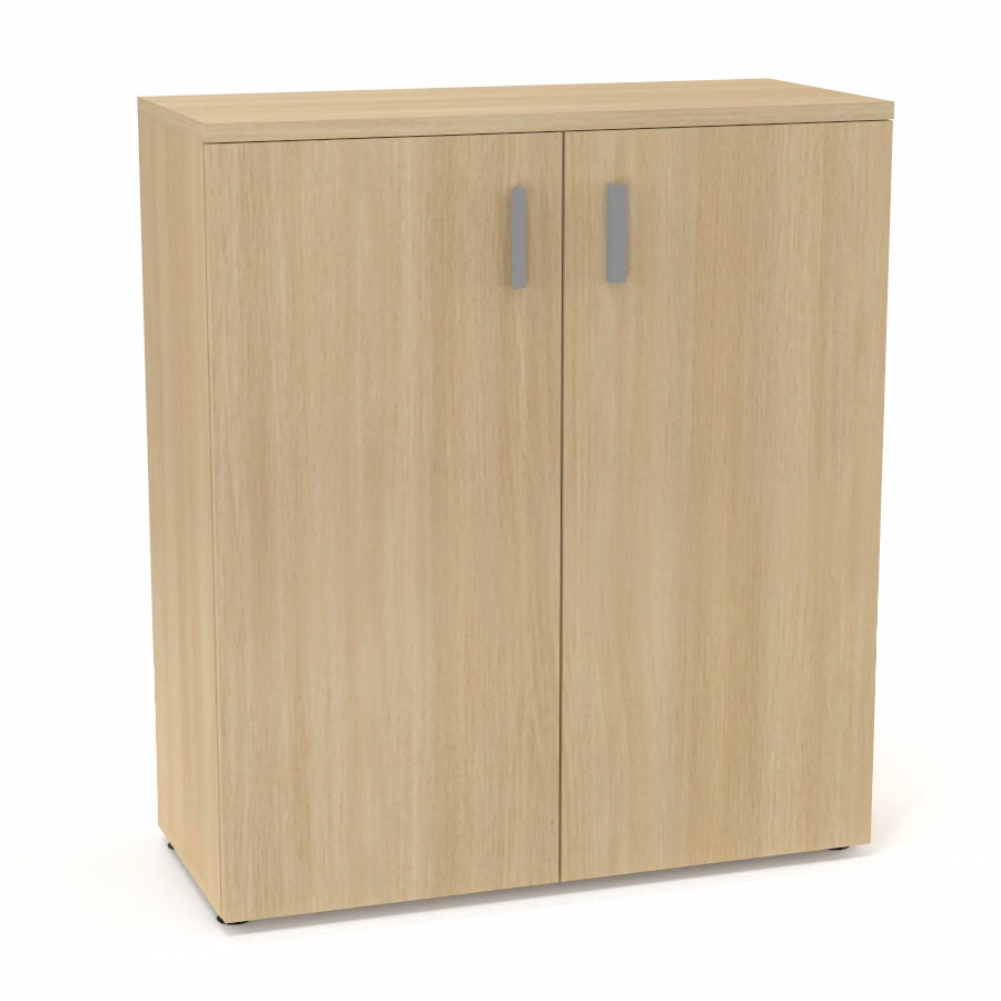 Armoire m�lamine Armand 2 tablettes H. 113,5 x L. 100 x P. 43,2 cm corps et top finition m�lamine ch�ne clair avec 2 portes soft-closing m�lamine ch�ne clair