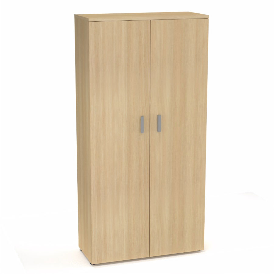 Armoire mlamine Armand 4 tablettes H. 202,1 x L. 100 x P. 43,2 cm corps et top finition mlamine chne clair avec 2 portes soft-closing mlamine chne clair