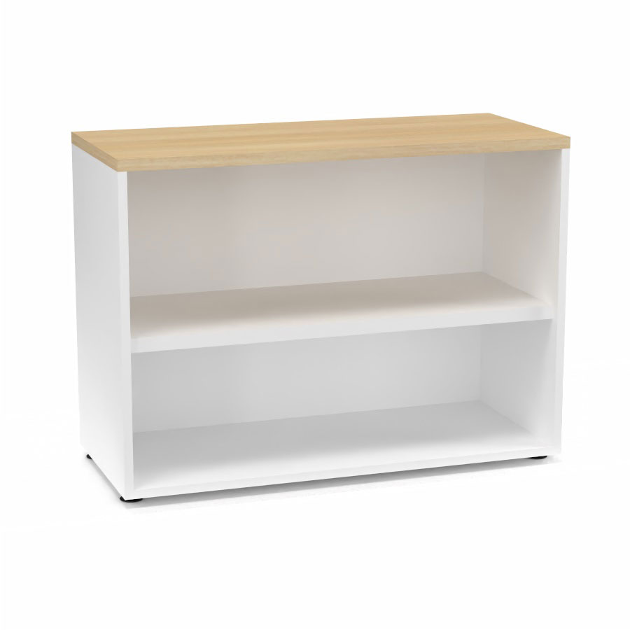 Armoire mlamine Armand 1 tablette H. 73,5 x L. 100 x P. 43,2 cm sans portes finition mlamine blanc neige avec top structurel mlamine chne clair