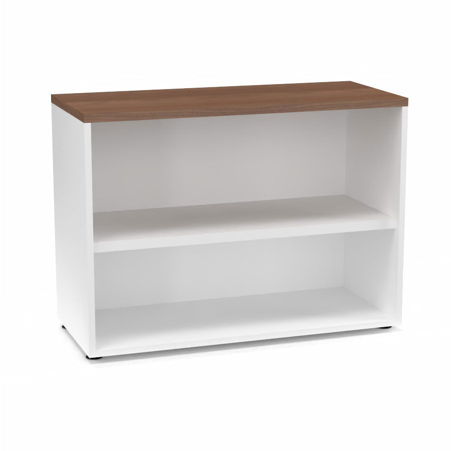 Armoire mlamine Armand 1 tablette H. 73,5 x L. 100 x P. 43,2 cm sans portes finition mlamine blanc neige avec top structurel mlamine noyer ambr