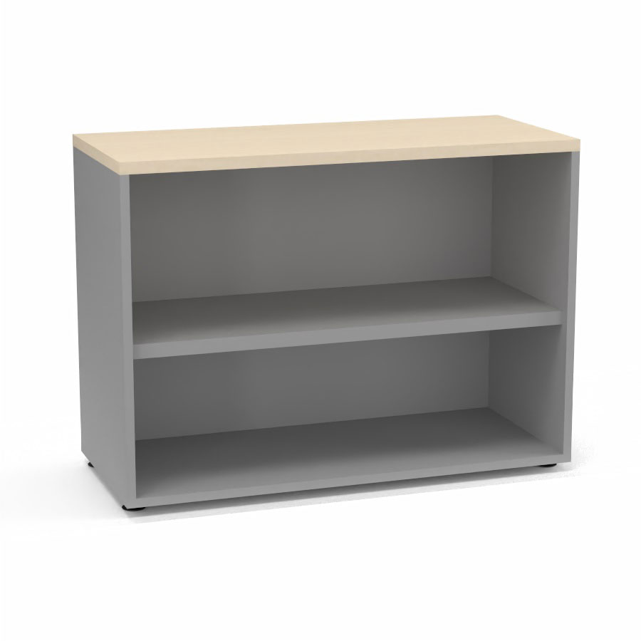 Armoire mlamine Armand 1 tablette H. 73,5 x L. 100 x P. 43,2 cm sans portes finition mlamine gris aluminium avec top structurel mlamine rable blanc