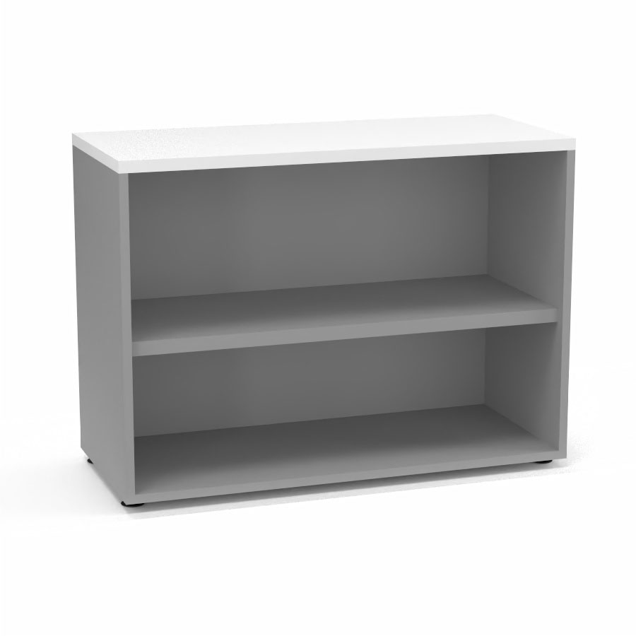Armoire mlamine Armand 1 tablette H. 73,5 x L. 100 x P. 43,2 cm sans portes finition mlamine gris aluminium avec top structurel mlamine blanc neige