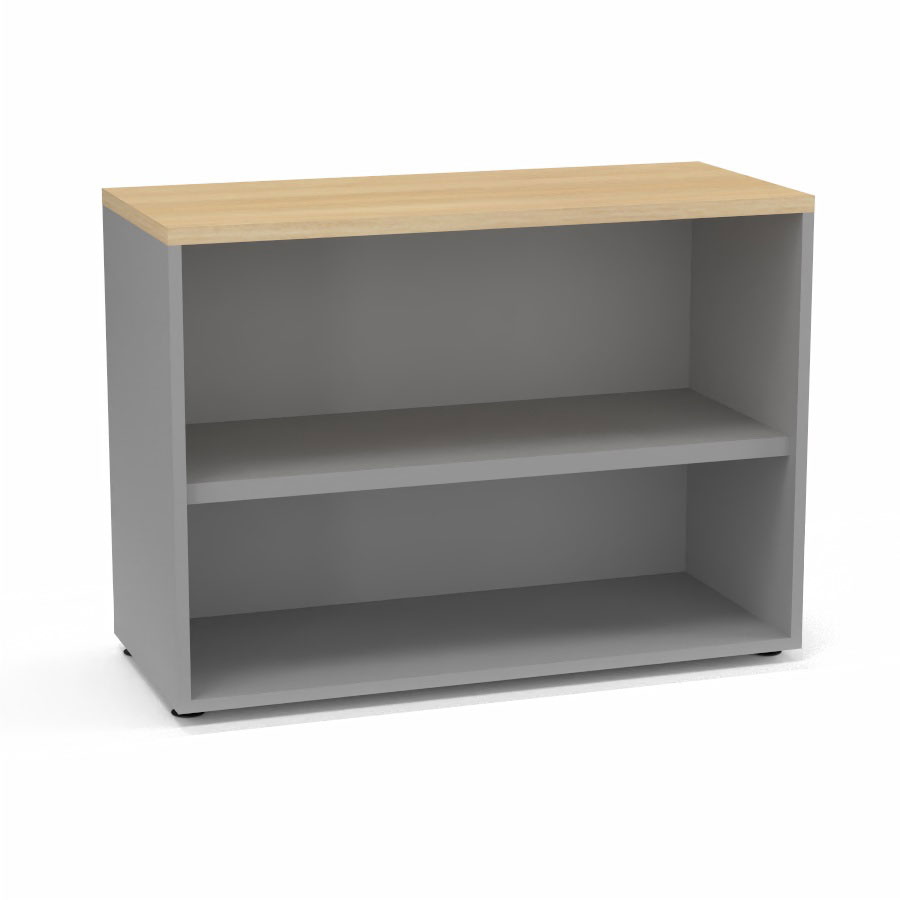 Armoire mlamine Armand 1 tablette H. 73,5 x L. 100 x P. 43,2 cm sans portes finition mlamine gris aluminium avec top structurel mlamine chne clair